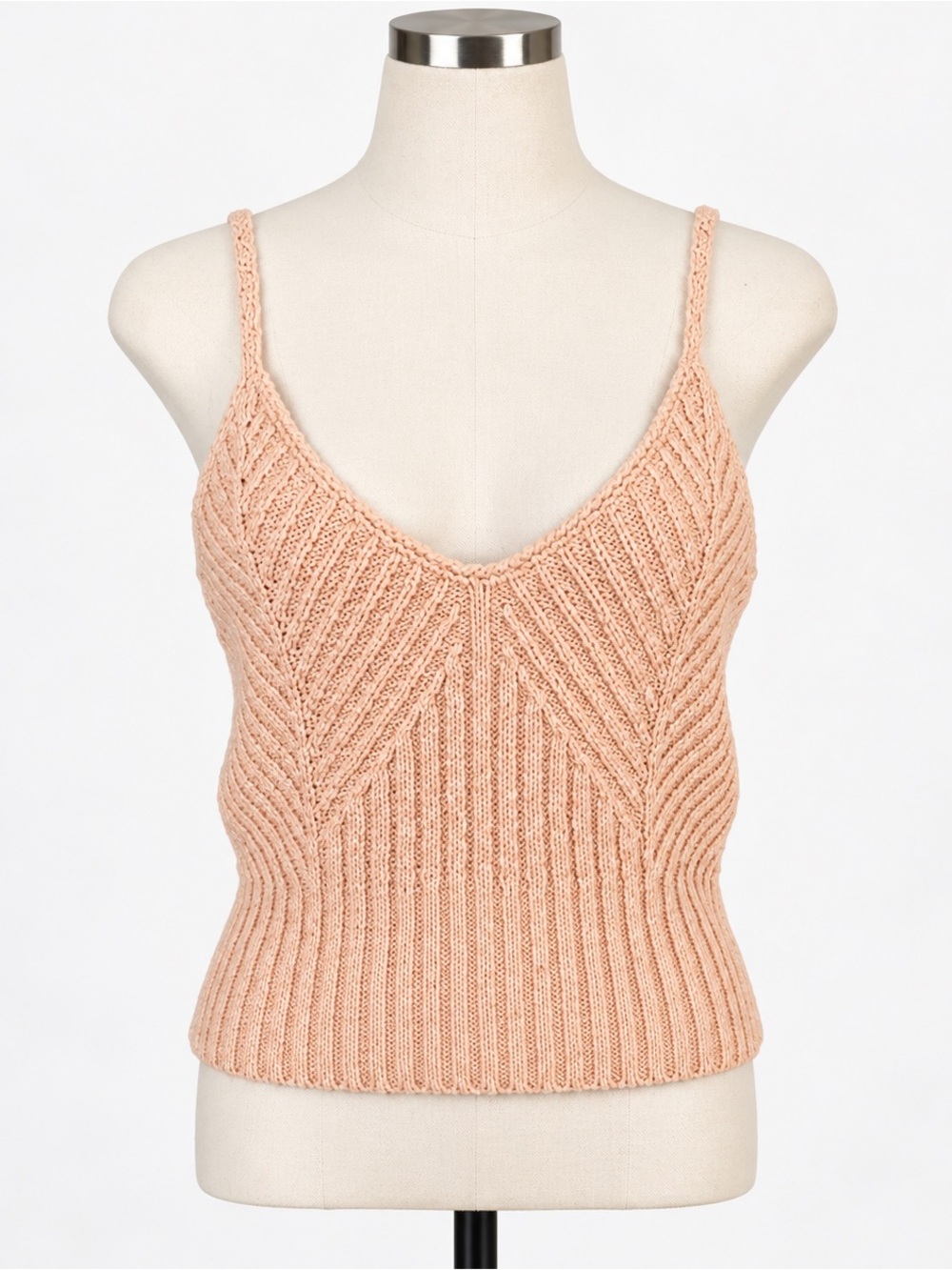 J. Crew pink knit cropped spaghetti strap sweater M